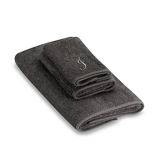 Avanti Premier Silver Script Monogram Letter "I" Hand Towel in Granite