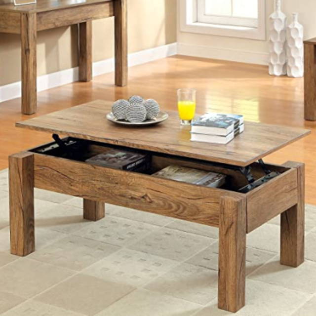 Coffee Table with Lift-Top Storage, Rustic Oak