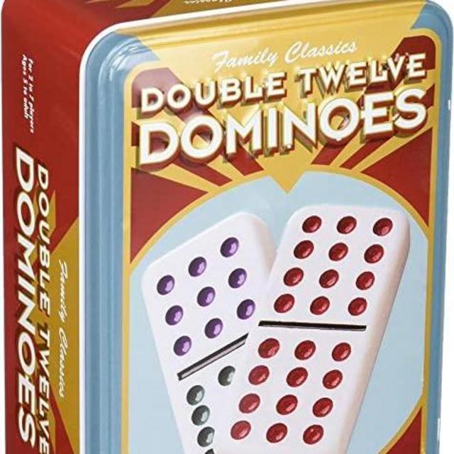 Double 12 Color Dot Dominos in A Tin
