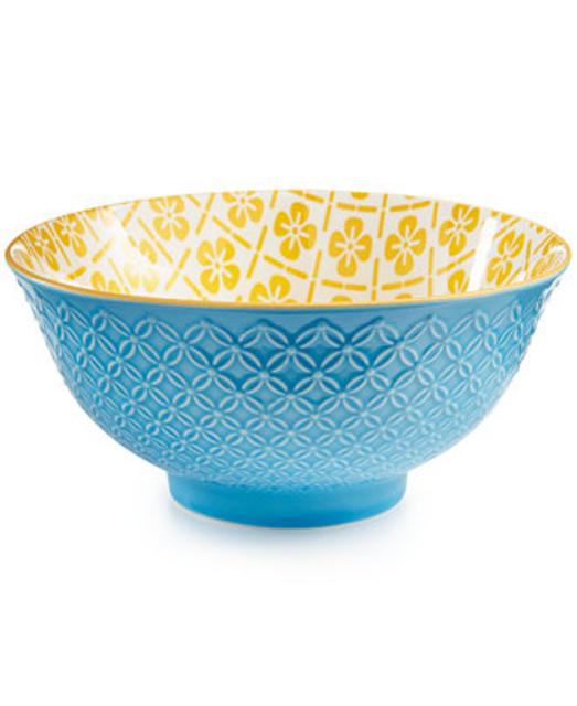 Certified International Chelsea Collection Embossed Blue/Yellow Floral 6.25" Bowl