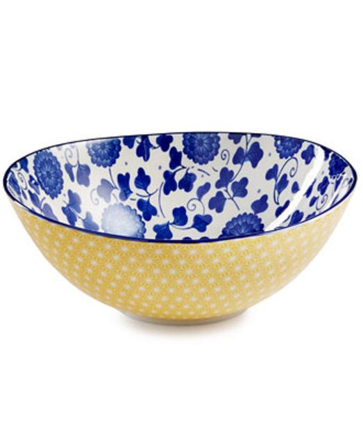 Certified International Chelsea Collection Indigo Poppy Oval Bowl