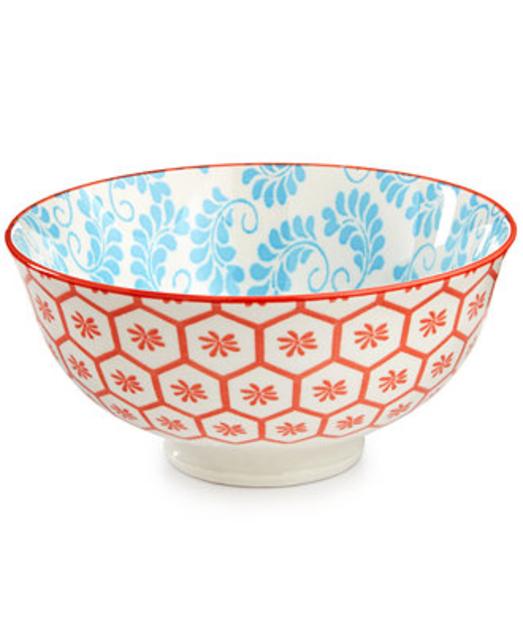 Certified International Chelsea Collection Red Beehive/Aqua 4.75" Bowl