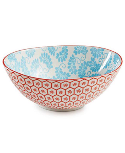 Certified International Chelsea Collection Red Beehive/Aqua Oval Bowl