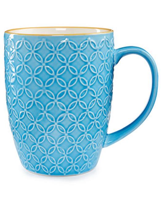 Certified International Chelsea Collection Embossed Blue/Yellow Floral Mug