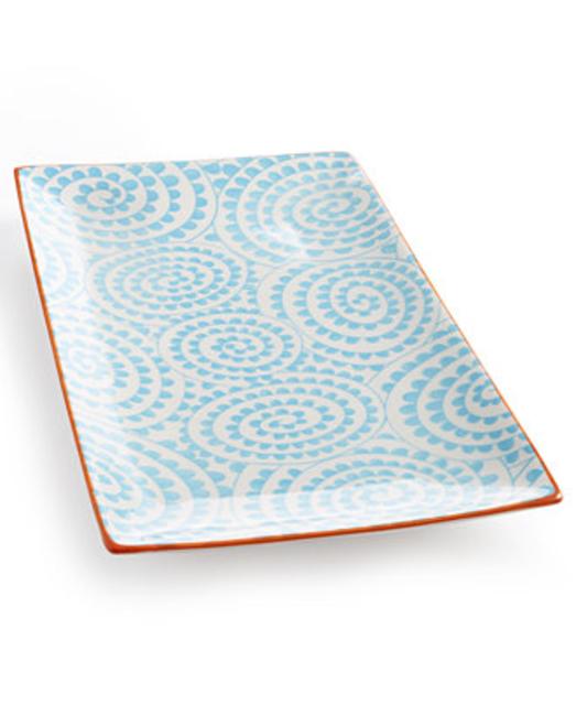Certified International Chelsea Collection Aqua Swirl Rectangular Platter