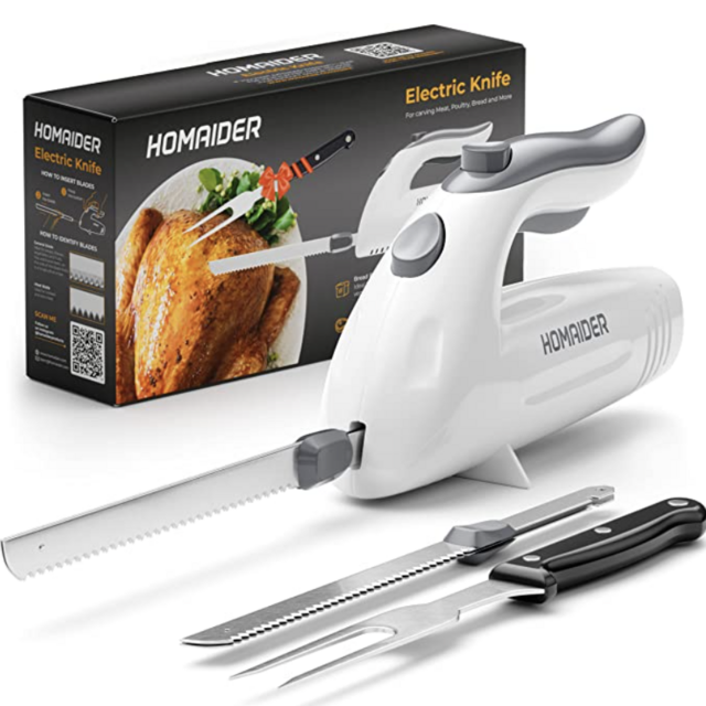 Homaider Electric Knife for Carving Meat, Turkey, Bread & More
