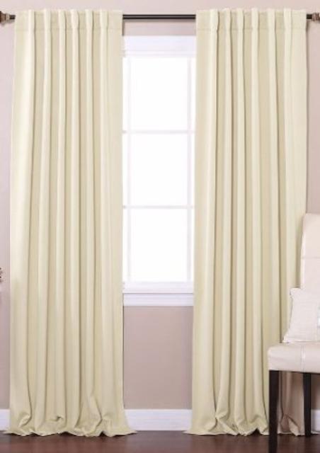 Solid Thermal Insulated Back Tap Blackout Curtain 52" x 84"L- 1 Set-BEIGE - BOC