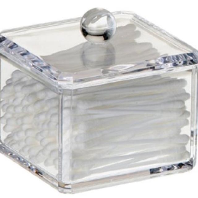 Danielle Square Acrylic Cotton Ball Holder, Single Tier