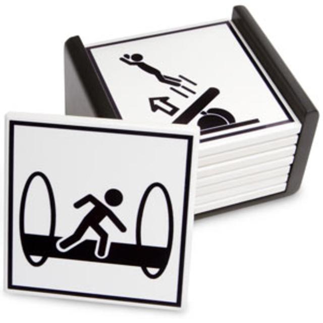 Portal 2 Warning Signs Coasters