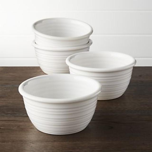 Set of 4 Farmhouse White Cereal Bowls