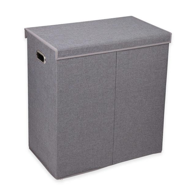 Household Essentials® Collapsible 2-Compartment Laundry Hamper in Grey