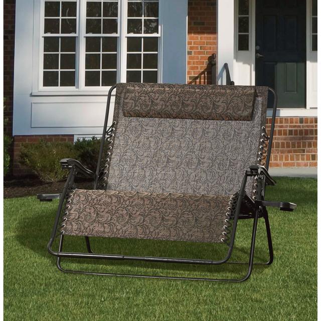 Zero Gravity Loveseat, Brown Print — Enlightening Conversation, Good Vibes