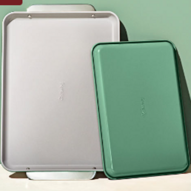 2-Piece Non-Toxic Ceramic-Coated Baking Sheets, Non-Stick Coating