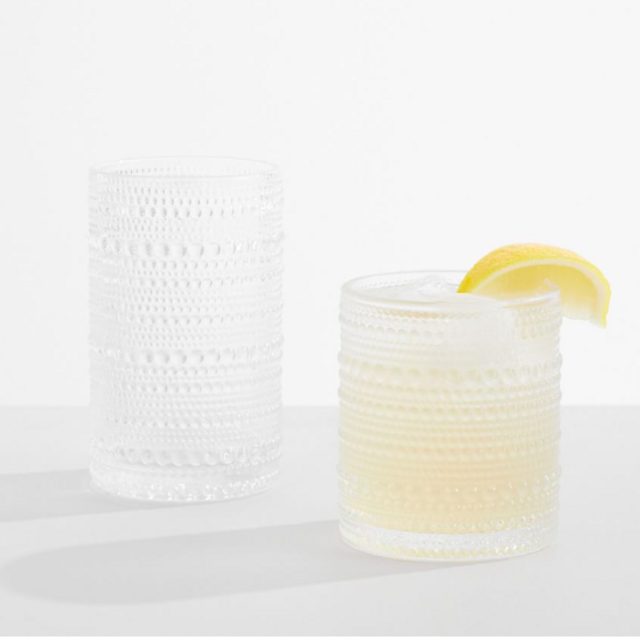 Jupiter Hobnail Short Drinking Glasses, 10 oz., Set of 6 - Clear