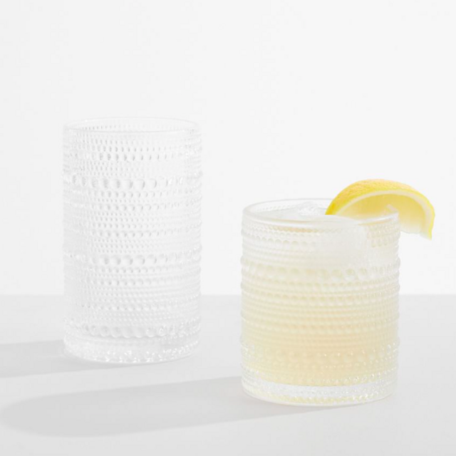 Jupiter Hobnail Tall Drinking Glasses, 13 oz., set of 6 - Clear