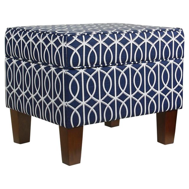Bella Storage Ottoman - Blue Trellis - HomePop