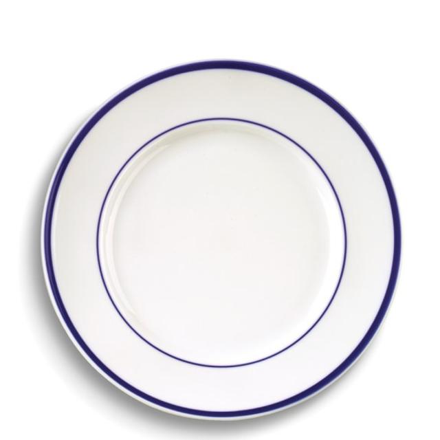 Brasserie Blue-Banded Porcelain Dinner Plates, set of 4