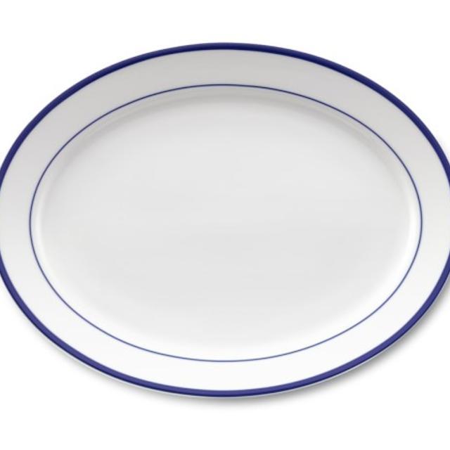 Brasserie Blue-Banded Porcelain Oval Platter