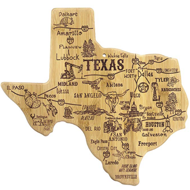Totally Bamboo Texas State Destination Bamboo Serving and Cutting Board