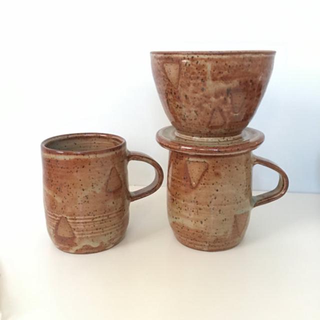 Ceramic Triangle Pour Over, handmade ceramic black drip coffee, speckled coffee dripper rustic pottery