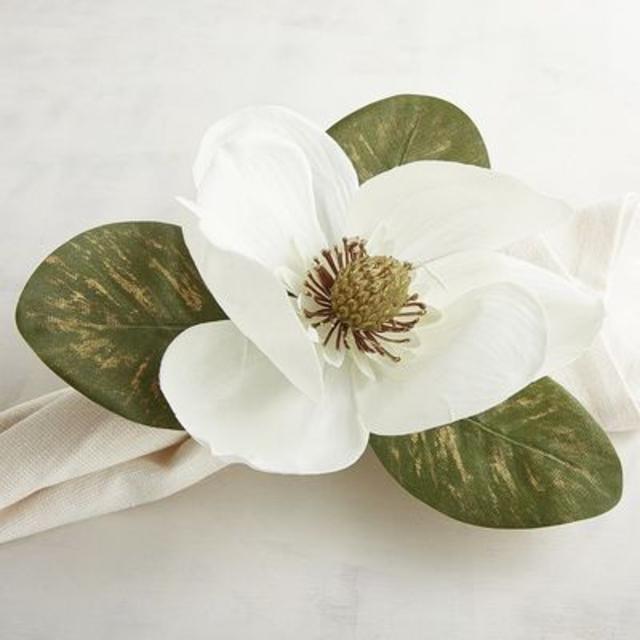 Faux Magnolia Flower Napkin Ring