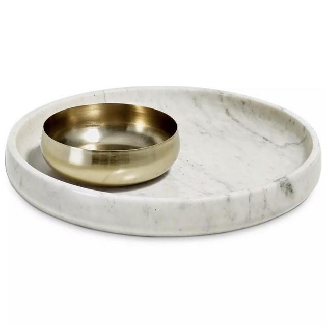 Hotel Collection Marble & Steel Chip and Dip, Created for Macy's