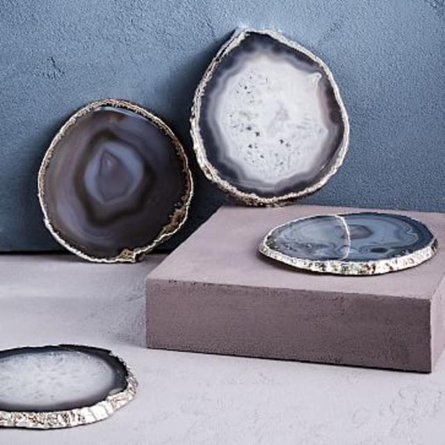 Agate Coasters- Natural + Gold (Set of 4)
