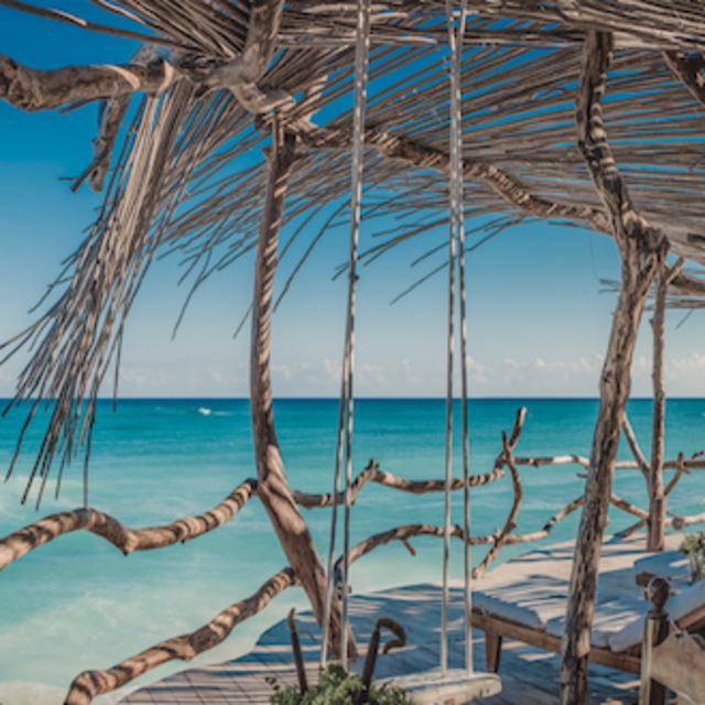 Stay in a treehouse on the water.