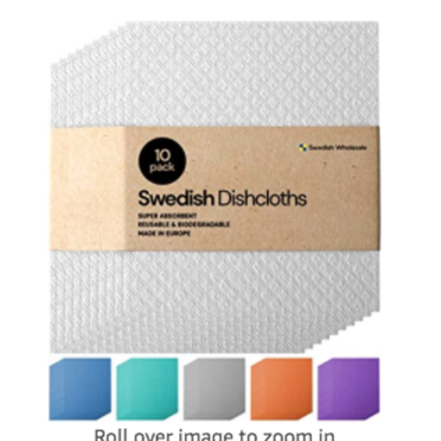 Swedish Dishcloth Cellulose Sponge Cloths - Bulk 10 Pack of Eco-Friendly No Odor Reusable Cleaning Cloths for Kitchen - Absorbent Dish Cloth Hand Towel (10 Dishcloths- White)