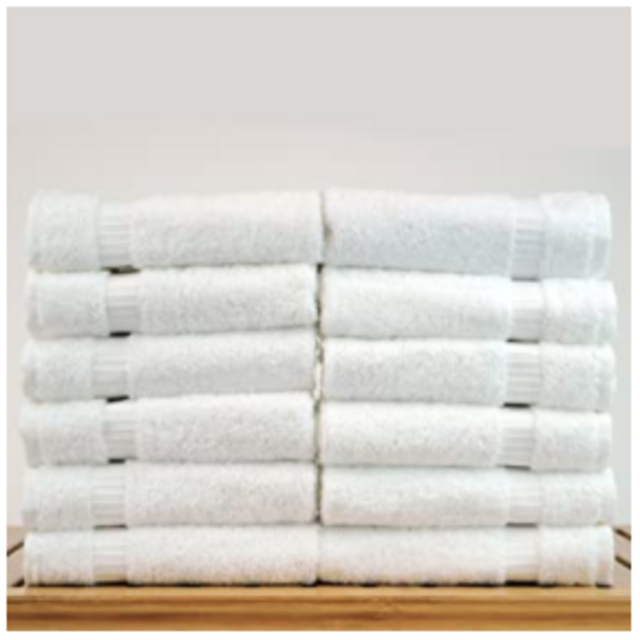 Bare Cotton Luxury Hotel & Spa Towel Turkish Wash Cloths Dobby Border, White, Set of 12