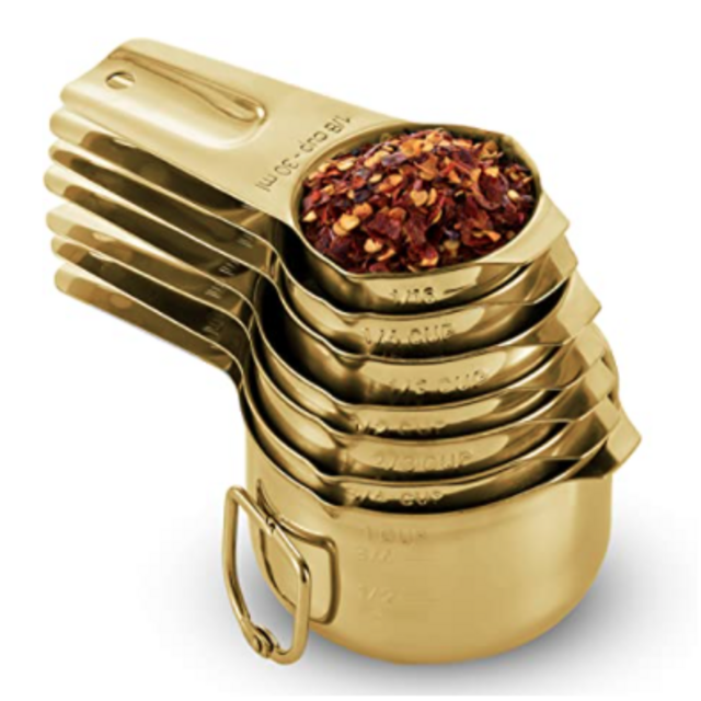 [7-Piece] Stainless Steel Measuring Cups - Made of 1 Solid Piece 18/8 Stainless Steel, Engraved Measurements, Dual Pour Spouts, Nestable Measuring Cup Set for Dry, Liquid Ingredients, Cooking & Baking