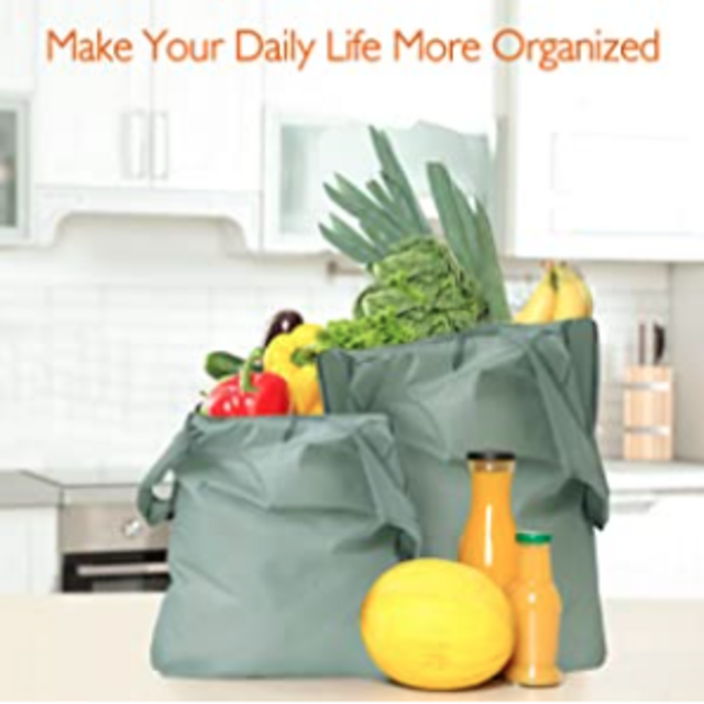 Reusable Grocery Bags Foldable Shopping Totes Bags 8 Pack (2 Sizes, Large 50lbs - XLarge 60lbs) Heavy Duty Sturdy Groceries Folding Bags Machine Washable Eco-Friendly