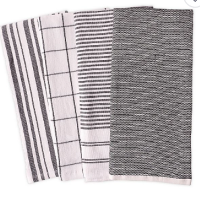 Artisanal Kitchen Supply® Reversible Terry Kitchen Towels in Black (Set of 4)