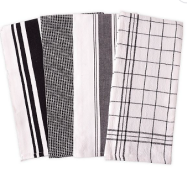 Artisanal Kitchen Supply® Flat Kitchen Towels in Black (Set of 4)