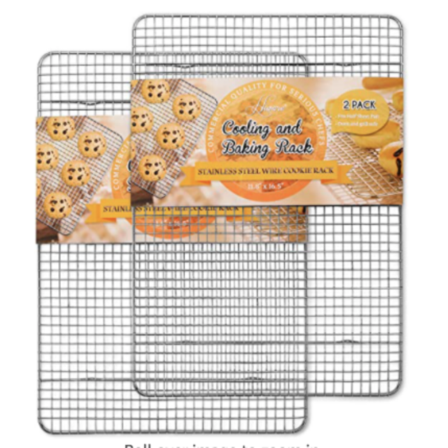 Hiware 2-Pack Cooling Racks for Baking, Fits Half Sheet Pan, Stainless Steel Cookie Rack, Oven & Grill Safe, Rust-Resistant Wire Rack for Cooking, Baking, Roasting and Grilling