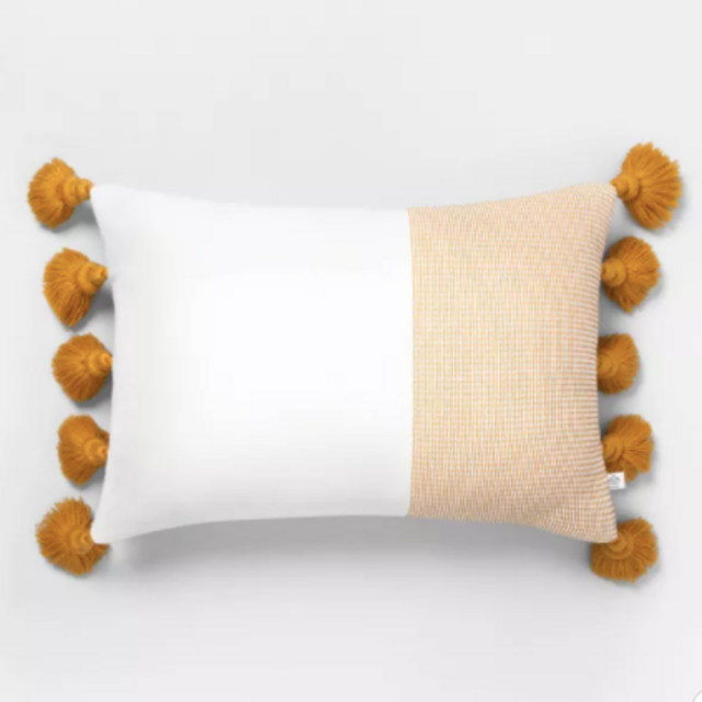 14" x 20" Textured Colorblock Lumbar Pillow - Hearth & Hand™ with Magnolia