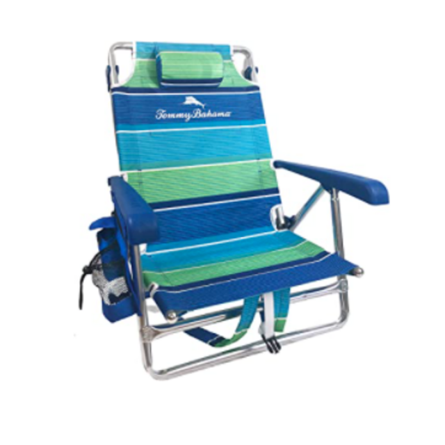 Tommy Bahama Set of 2 Backpack Beach Chairs with Cooler, Storage Pouch and Towel Bar