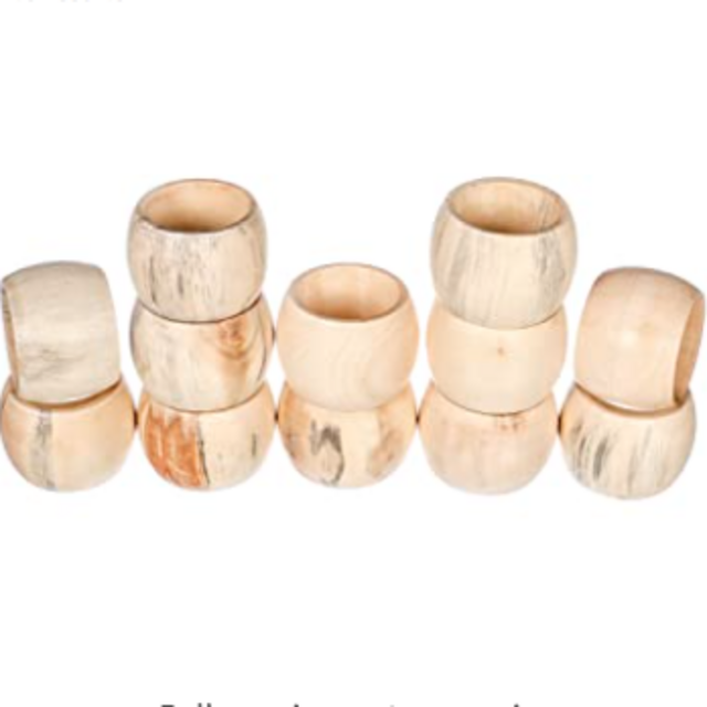 Spring Napkin Rings Set of 12, Wooden Serviette Holders, Round Serviette Rings Bulk for Party Decoration, Dinning Table, Everyday, Family Gatherings - A great Tabletop Décor - Natural