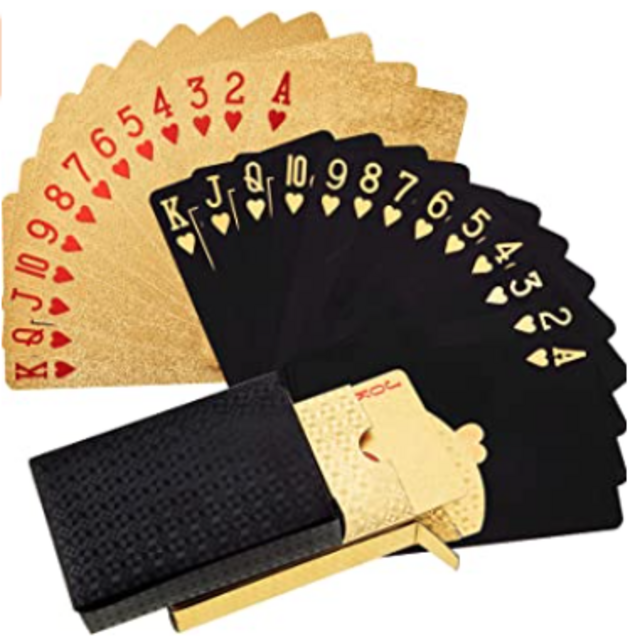 2 Decks Black and Gold Playing Card Waterproof Poker Cards Plastic PET Poker Card Novelty Poker Game Tools for Family Card Game Party