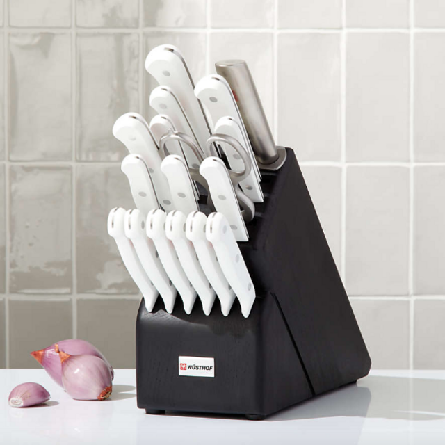 Wusthof ® Gourmet White 18-Piece Knife Set with Black Block