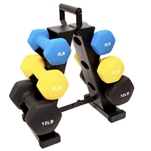BalanceFrom Colored Neoprene Coated Dumbbell Set with Stand