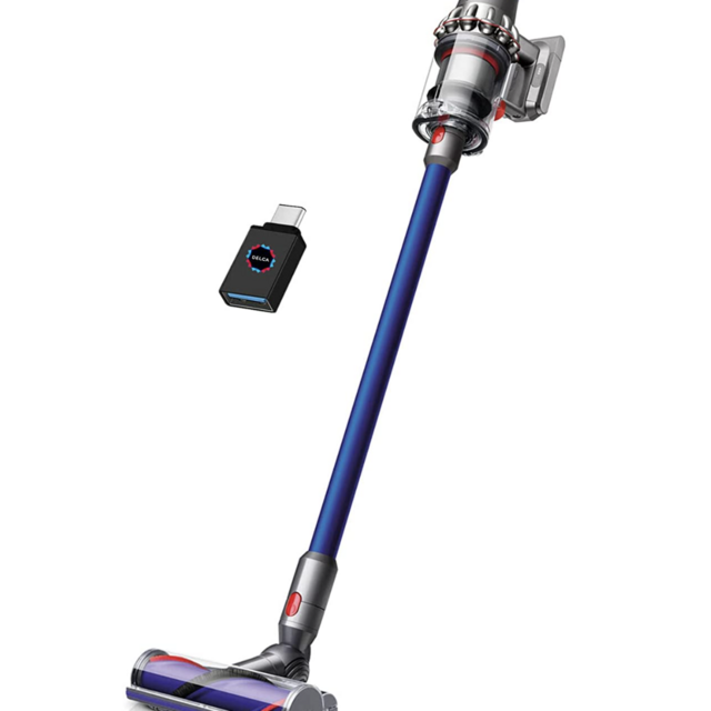Dyson V10 Allergy Cordless Stick Vacuum Cleaner I Fade-Free Power I 14 Cyclones I Hygienic Bin Emptying I Whole Machine Filtration I Wall Mounted I Up to 60 Min Runtime I Blue + USB-C Adapter