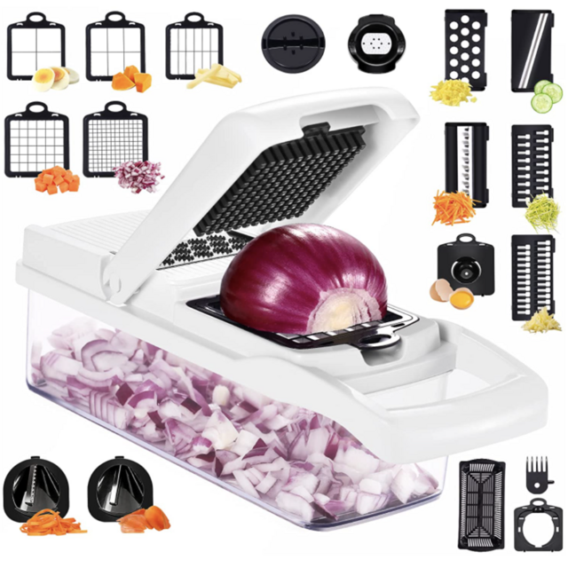 GOYQGLE Vegetable Chopper Slicer,Veggie Onion Chopper Dicer with 10 Mandoline Blades, Multi 21-in-1 Veggie Food Chopper Cutter for Fry,Potato,Tomato,Salad, Egg Separator & Storage Container.