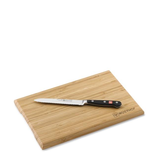 Wüsthof Classic 5" Serrated Utility Knife with Prep Board