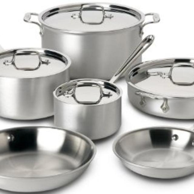 All-Clad 700508 MC2 Master Chef 2 Stainless Steel Tri-Ply Bonded Cookware Set, 10-Piece, Silver
