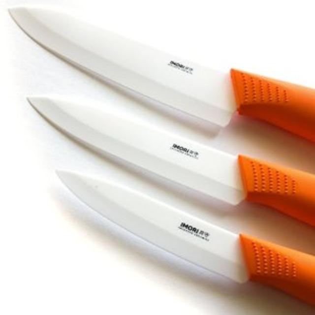 #1 New Release - Chef Rated Ceramic Knife Set By IMORI - 3 Stylish Best Quality Razor Sharp Japanese Style Blades w/Ergonomic Handles - SafeEdge Back Corners + Safety Sheaths - Won't Stain - Buy Now!