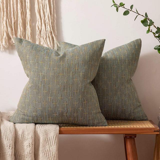 Pack of 2 Decorative Burlap Linen Throw Pillow Cover Pillowcase
