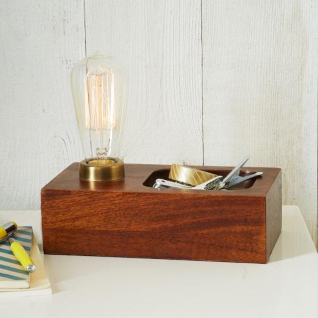 Wood Block Bulb Lamp