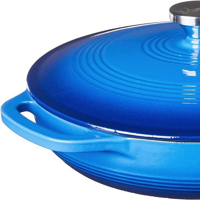 Lodge EC3CC33 Enameled Cast Iron Covered Casserole, 3.6-Quart, Caribbean Blue