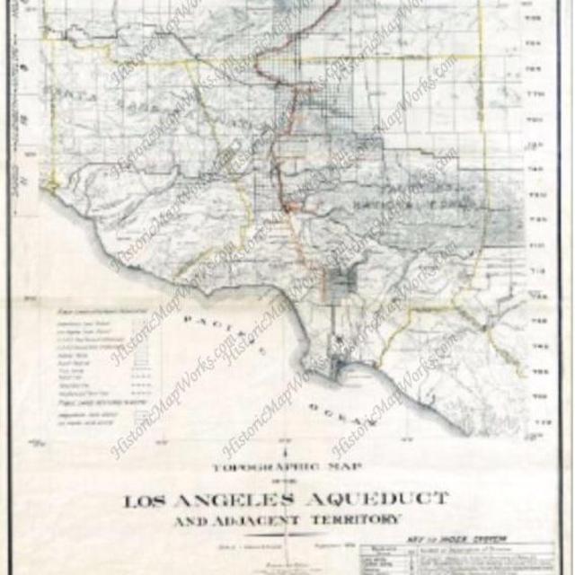 Los Angeles 1908 Aqueduct and Adjacent Territory Fine Art Giclée Prints
